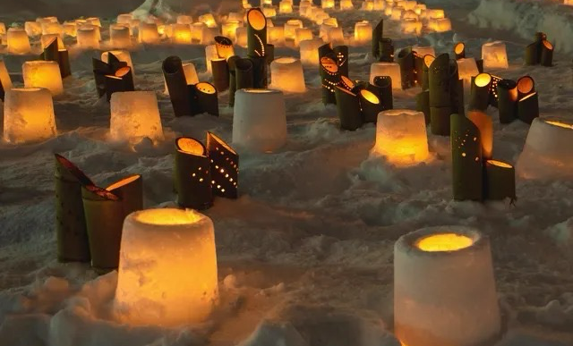 Yukiakari in Nishiwaga Japans Snow Festival Shines with 16000 Candles